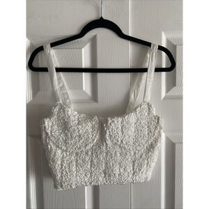 ASTR The Label Womens Large White Channie Top NEW Babydoll Crop Wired Support